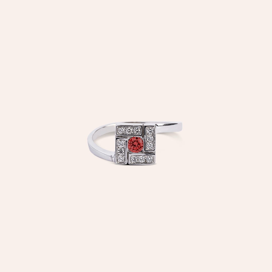 Anello Athena Rubino Oro bianco - Varengo Gioielli