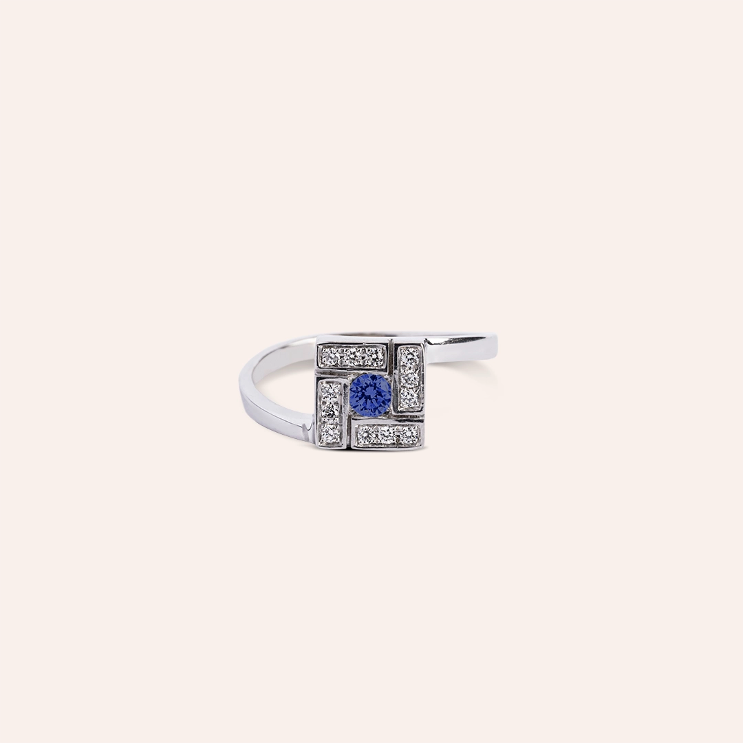 Anello Athena Zaffiro Oro bianco - Varengo Gioielli