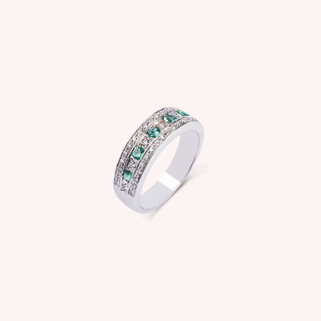 Anello Athena Smeraldi 2 - Varengo Gioielli