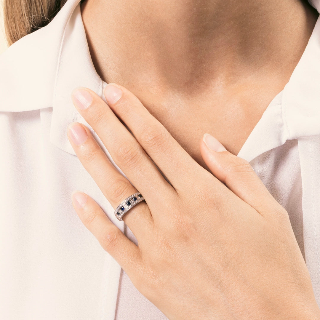 Anello Athena Zaffiri 2 - Varengo Gioielli