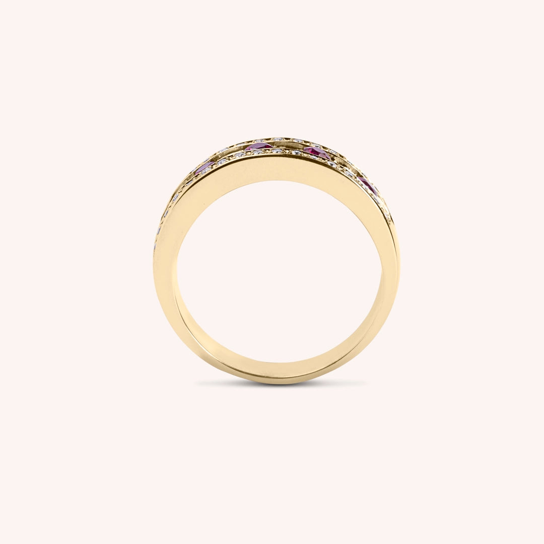 Anello Athena Rubini 2 - Varengo Gioielli