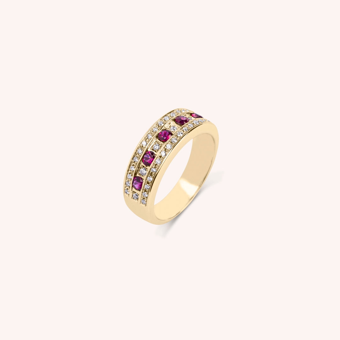 Anello Athena Rubini 2 - Varengo Gioielli