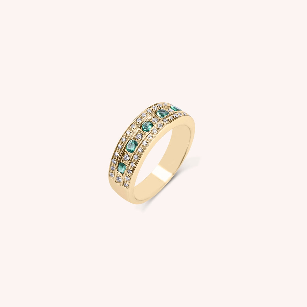 Anello Athena Smeraldi 2 - Varengo Gioielli