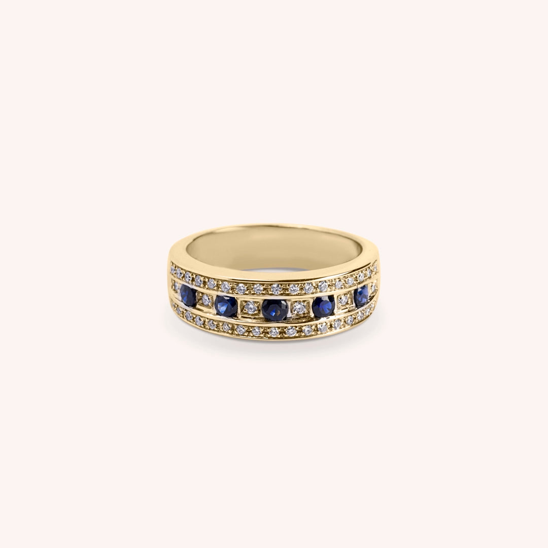 Anello Athena Zaffiri 2 Oro giallo - Varengo Gioielli