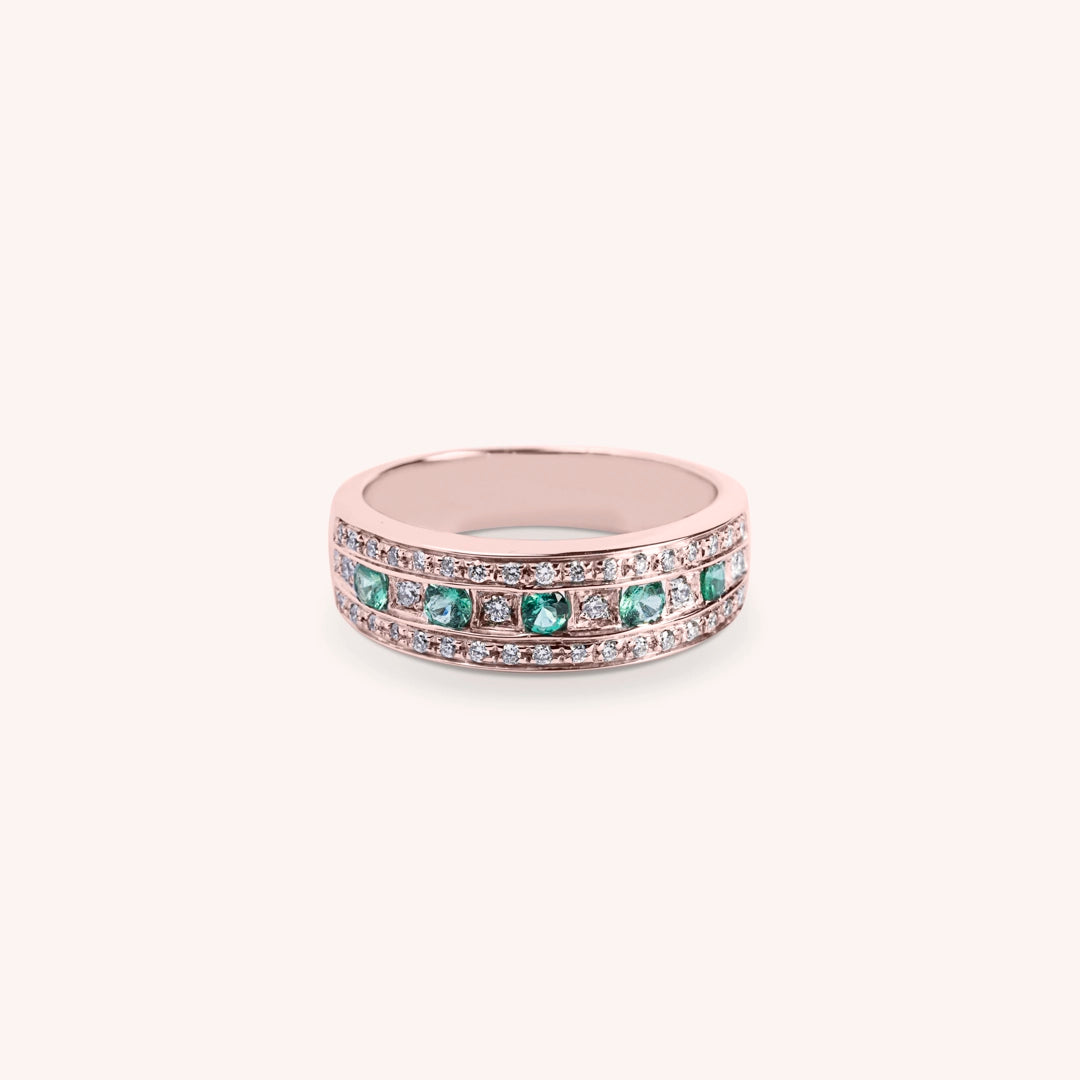 Anello Athena Smeraldi 2 Oro rosa - Varengo Gioielli