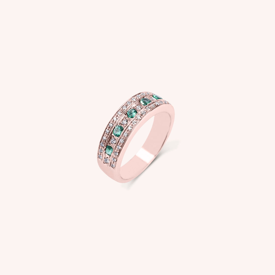 Anello Athena Smeraldi 2 - Varengo Gioielli