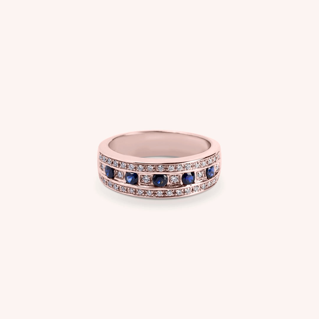 Anello Athena Zaffiri 2 Oro rosa - Varengo Gioielli