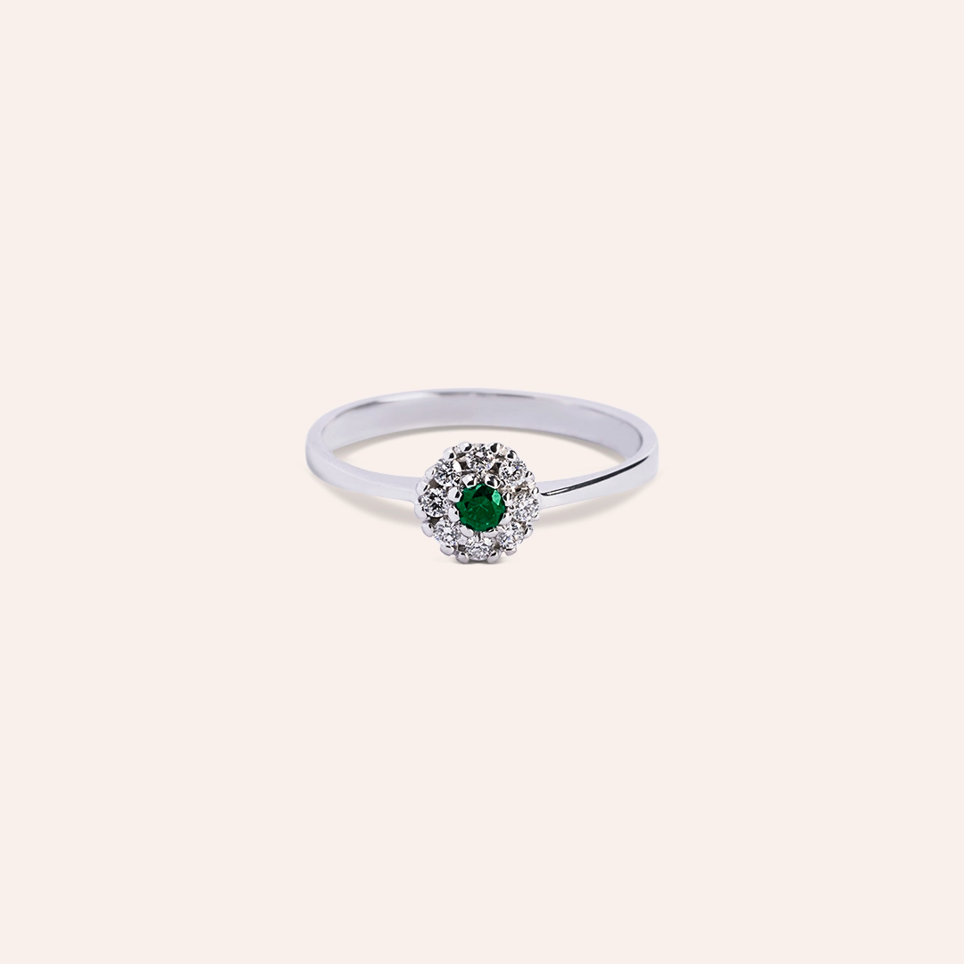 Anello Clio Smeraldo Oro bianco - Varengo Gioielli