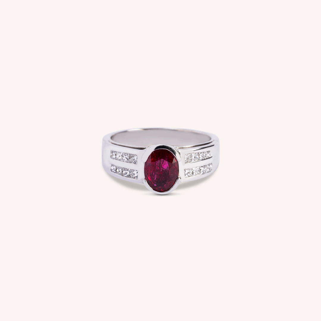 Anello Dedalo Rubino Oro bianco - Varengo Gioielli