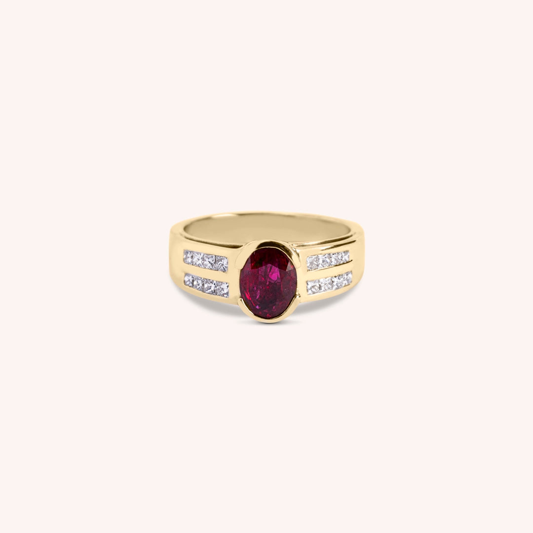 Anello Dedalo Rubino Oro giallo - Varengo Gioielli