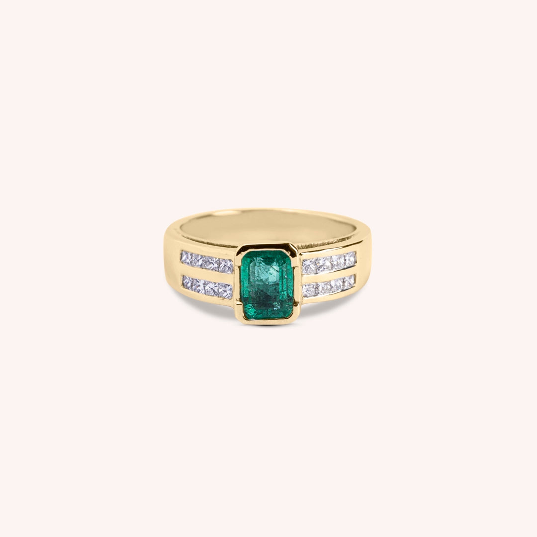 Anello Dedalo Smeraldo Oro giallo - Varengo Gioielli