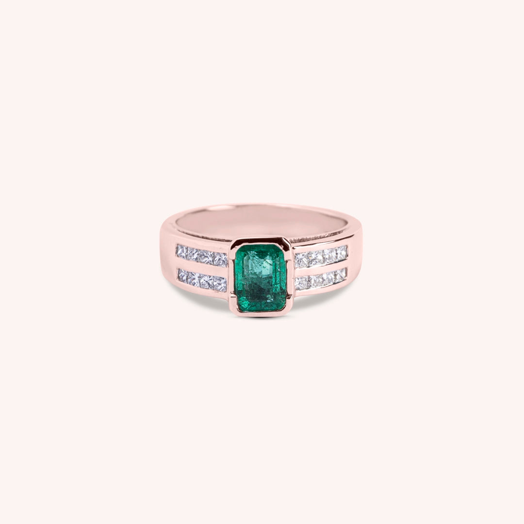 Anello Dedalo Smeraldo Oro rosa - Varengo Gioielli