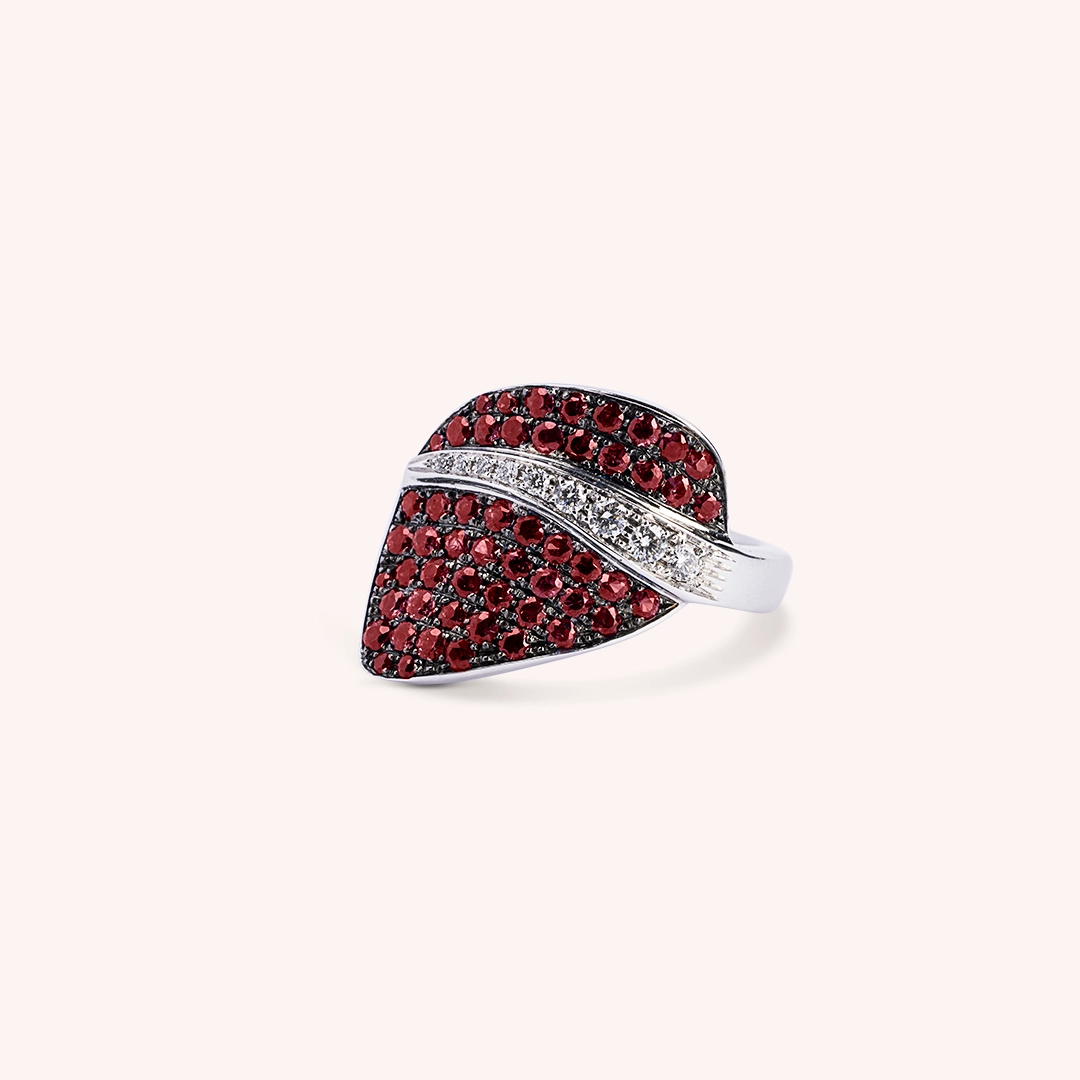 Anello Demetra Rubini Oro bianco - Varengo Gioielli