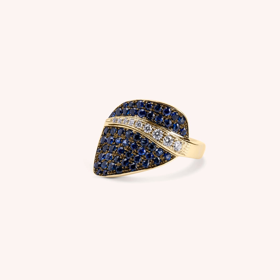 Anello Demetra Zaffiri Oro giallo - Varengo Gioielli