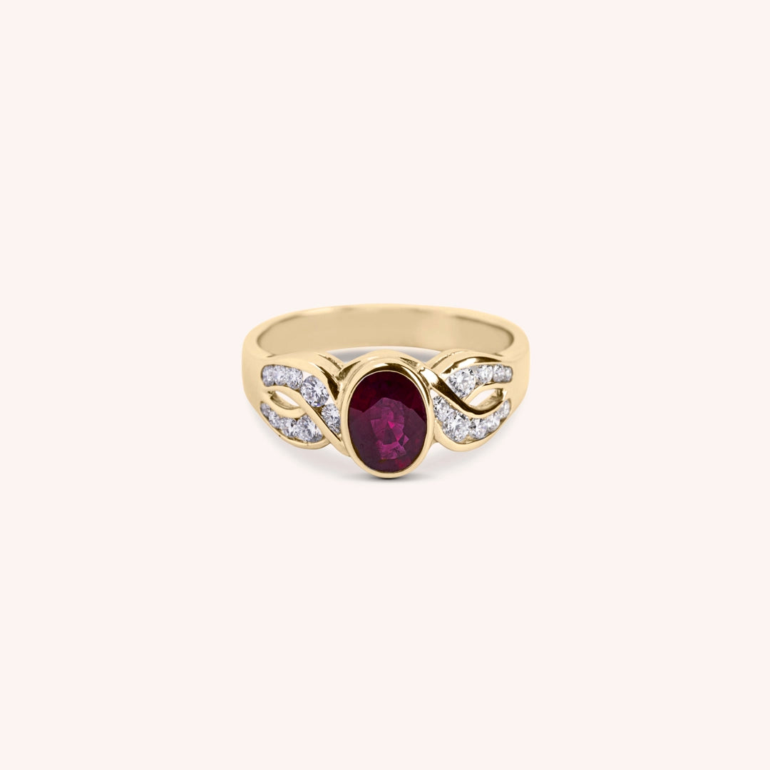 Anello Diana Rubino Oro giallo - Varengo Gioielli