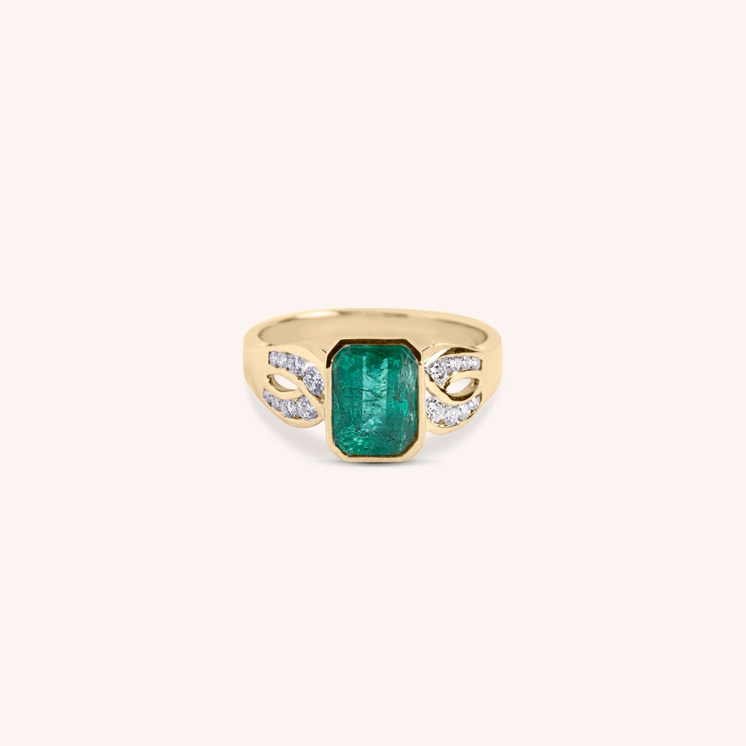 Anello Diana Smeraldo Oro giallo - Varengo Gioielli