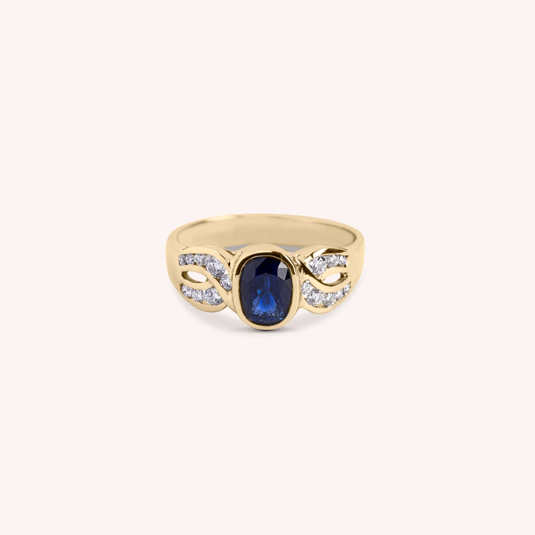 Anello Diana Zaffiro Oro giallo - Varengo Gioielli
