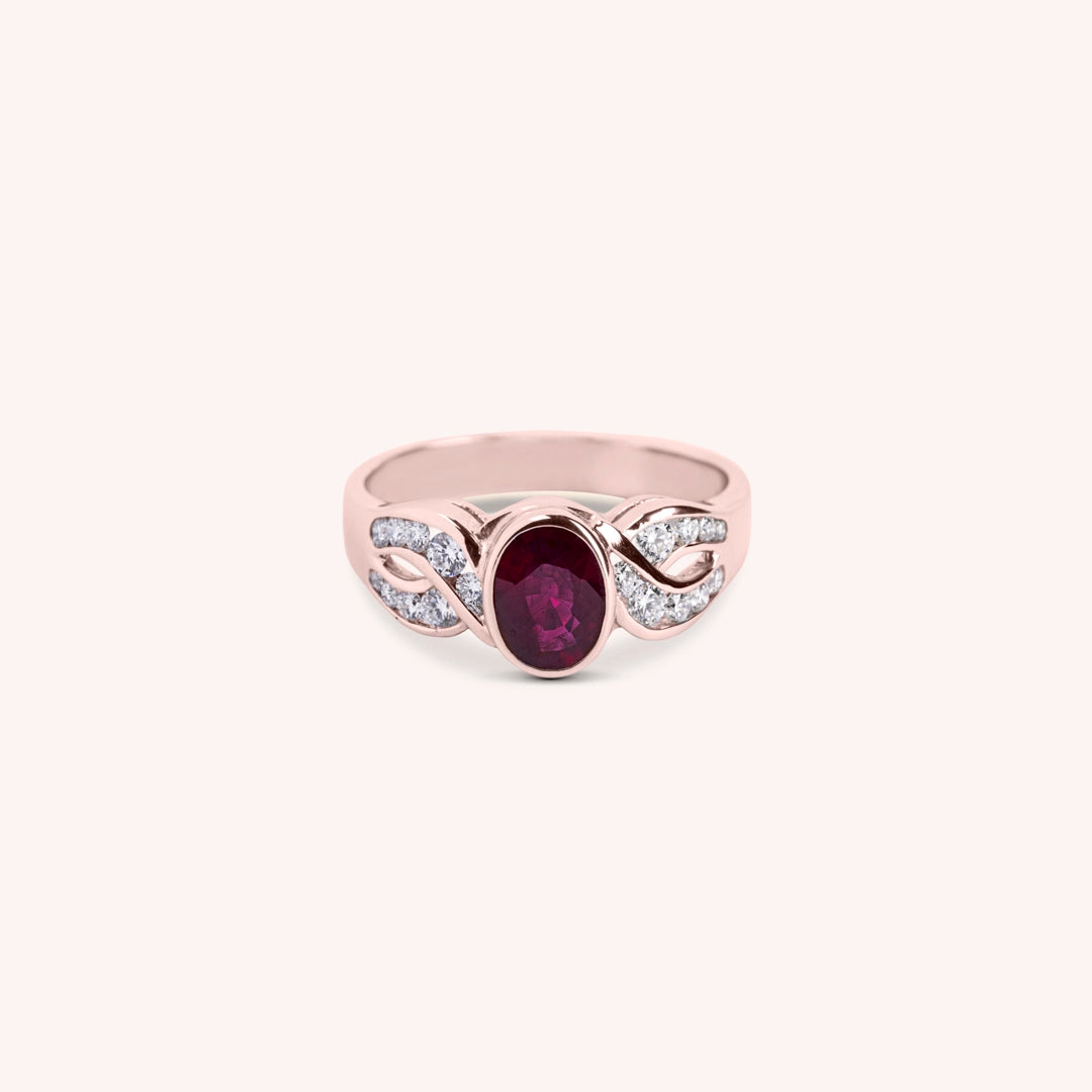Anello Diana Rubino Oro rosa - Varengo Gioielli