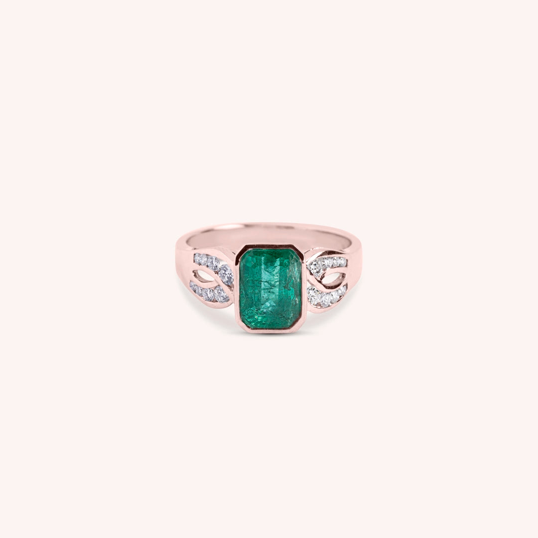 Anello Diana Smeraldo Oro rosa - Varengo Gioielli