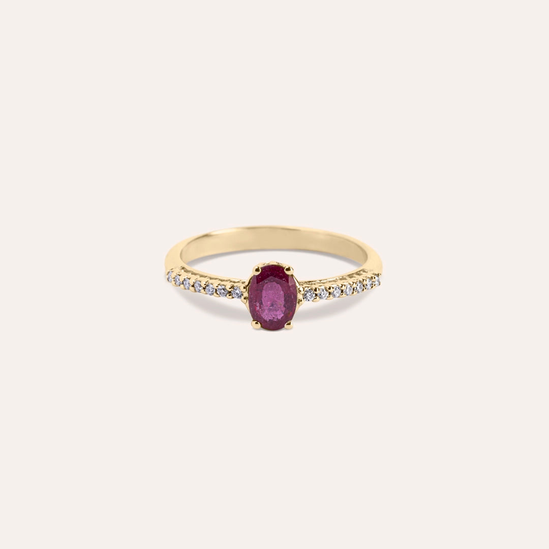 Anello Estia Rubino Oro giallo - Varengo Gioielli