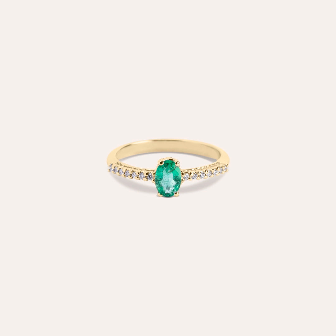 Anello Estia Smeraldo Oro giallo - Varengo Gioielli
