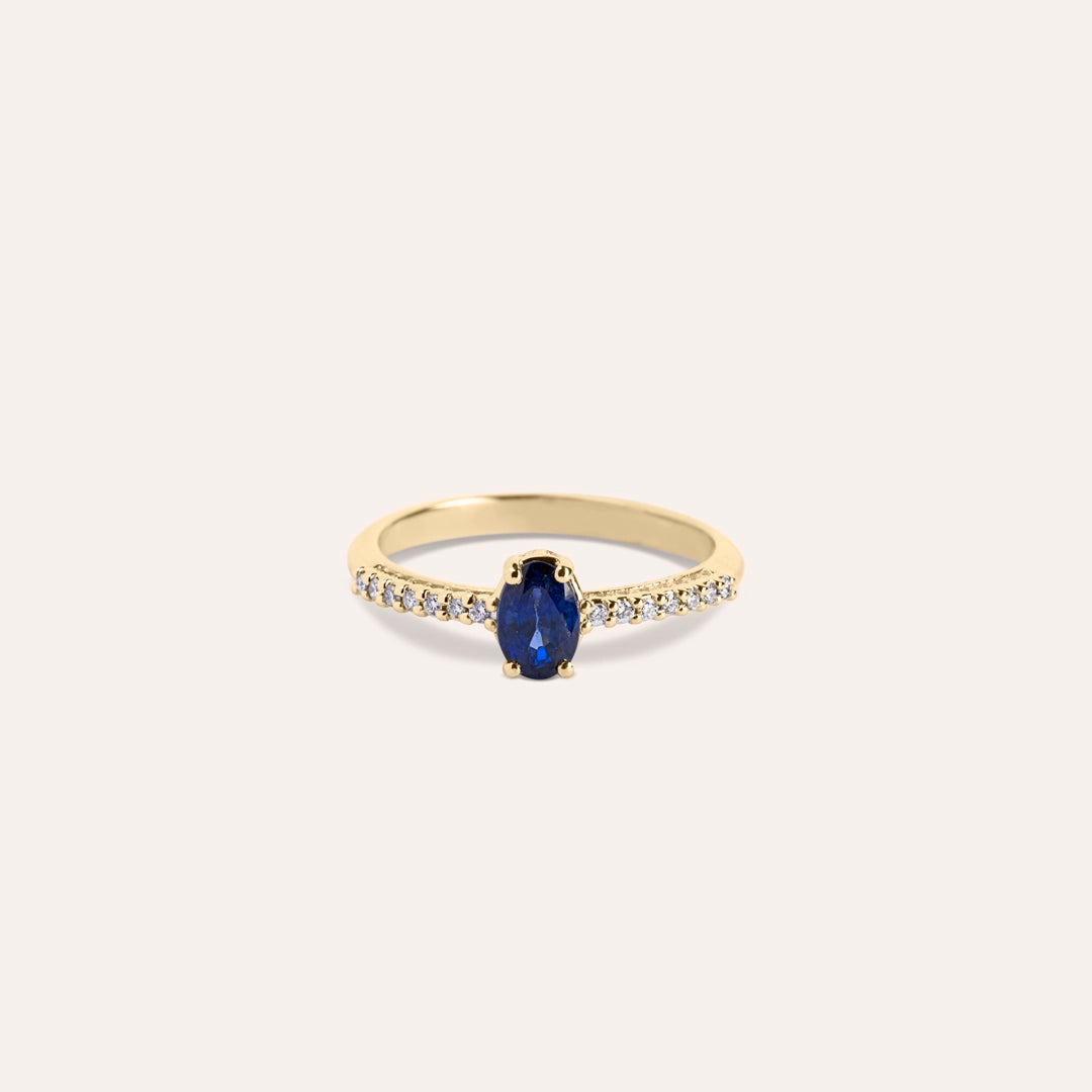 Anello Estia Zaffiro Oro giallo - Varengo Gioielli