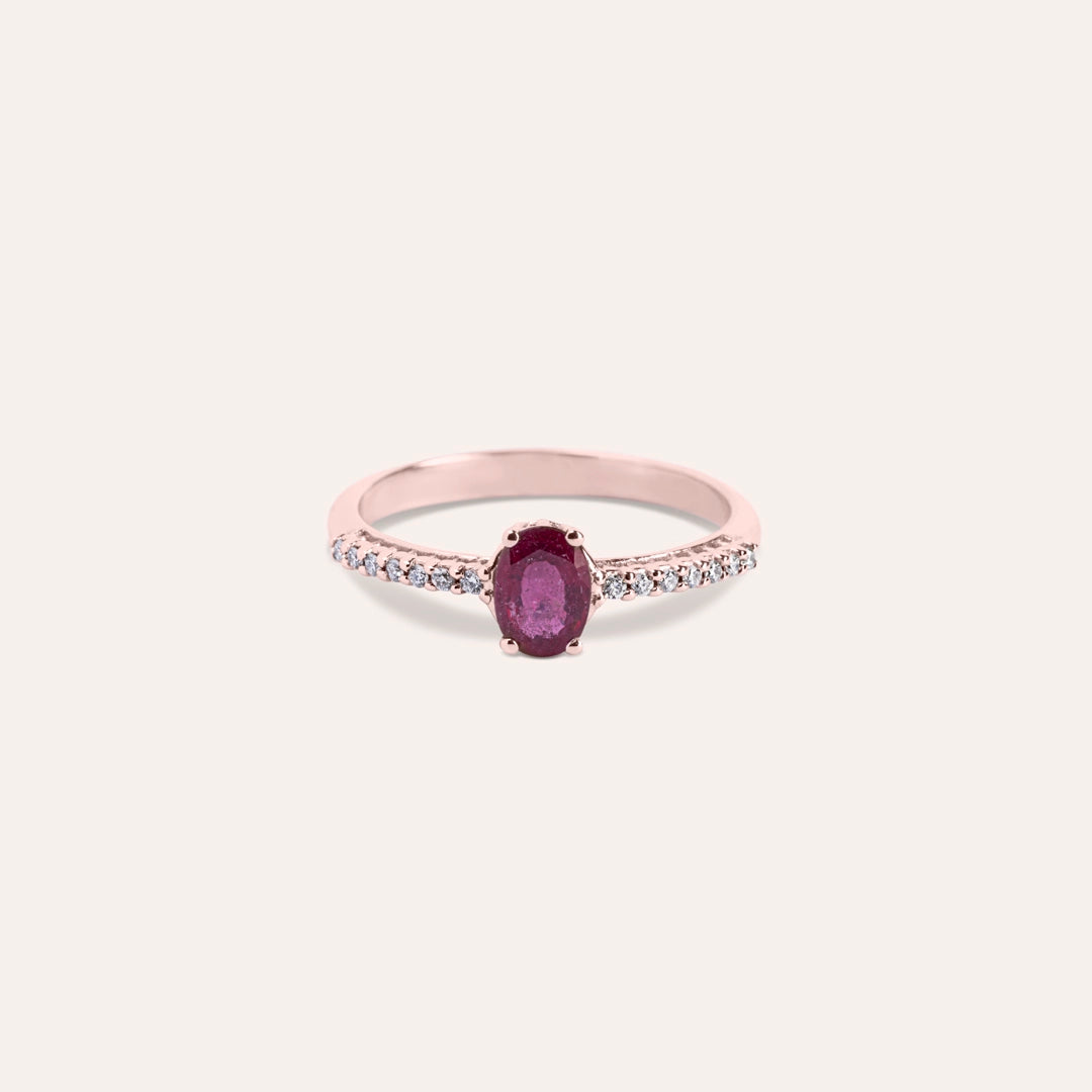 Anello Estia Rubino Oro rosa - Varengo Gioielli
