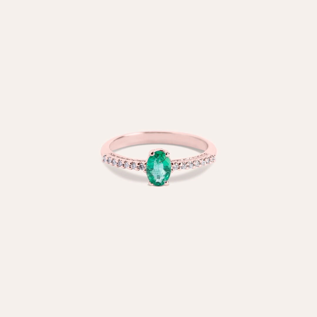 Anello Estia Smeraldo Oro rosa - Varengo Gioielli