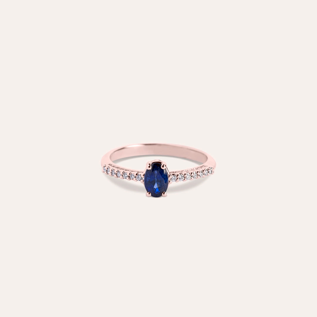 Anello Estia Zaffiro Oro rosa - Varengo Gioielli