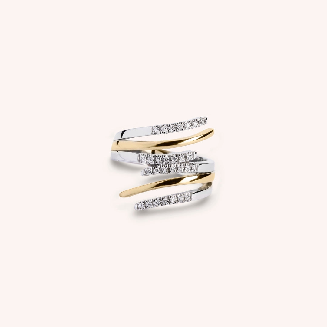 Anello Fantasia Rea Grande Bicolore bianco oro - Varengo Gioielli