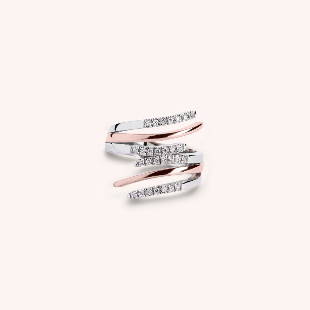 Anello Fantasia Rea Grande Bicolore bianco rosa - Varengo Gioielli