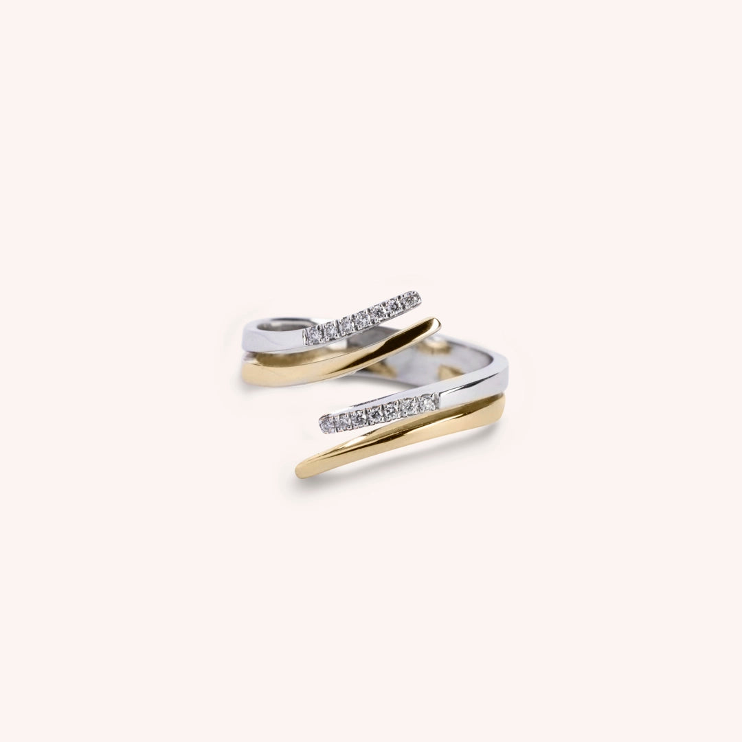Anello Fantasia Rea Piccolo Bicolore bianco oro - Varengo Gioielli