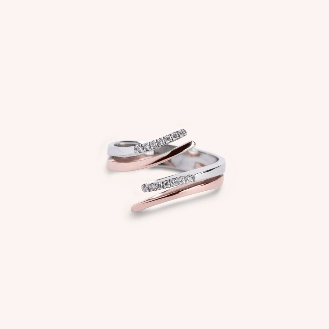 Anello Fantasia Rea Piccolo Bicolore bianco rosa - Varengo Gioielli