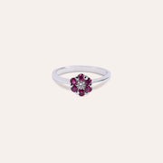 Anello Flora Rubini Oro bianco - Varengo Gioielli