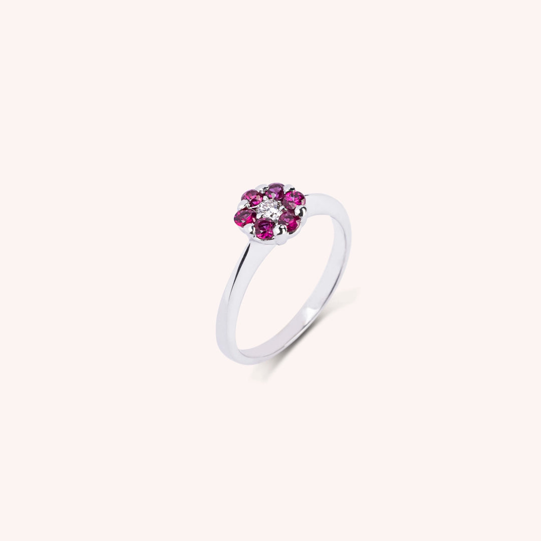 Anello Flora Rubini - Varengo Gioielli