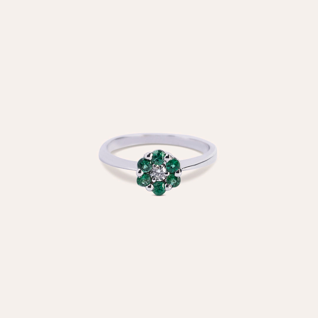 Anello Flora Smeraldi Oro bianco - Varengo Gioielli