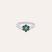 Anello Flora Smeraldi Oro bianco - Varengo Gioielli