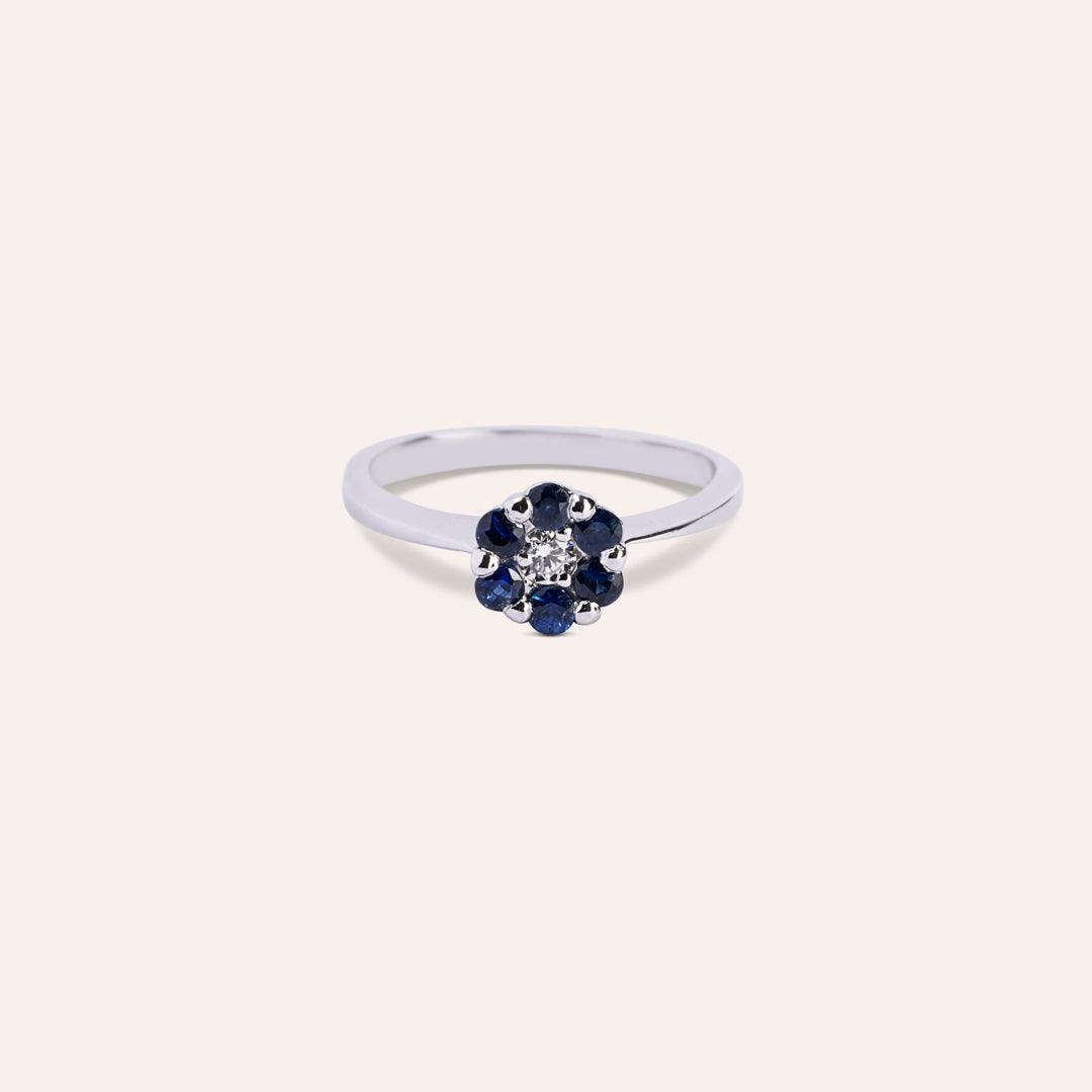 Anello Flora Zaffiri Oro bianco - Varengo Gioielli