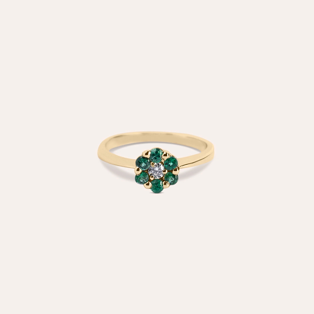 Anello Flora Smeraldi Oro giallo - Varengo Gioielli