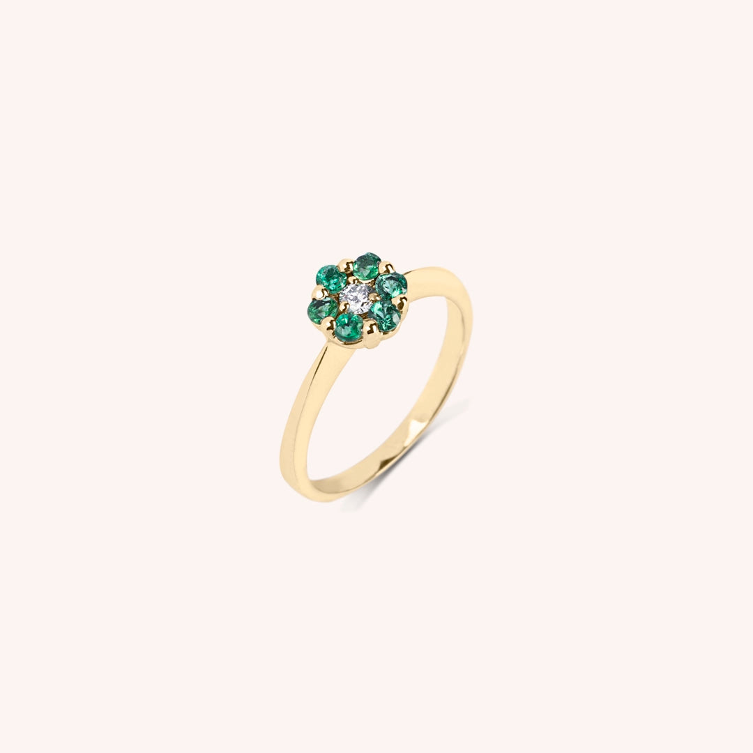 Anello Flora Smeraldi - Varengo Gioielli