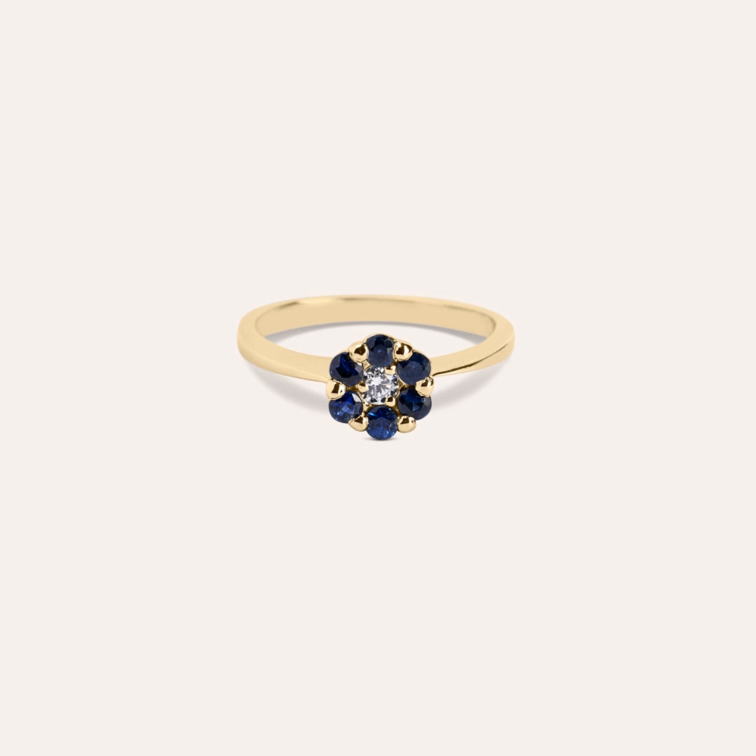 Anello Flora Zaffiri Oro giallo - Varengo Gioielli