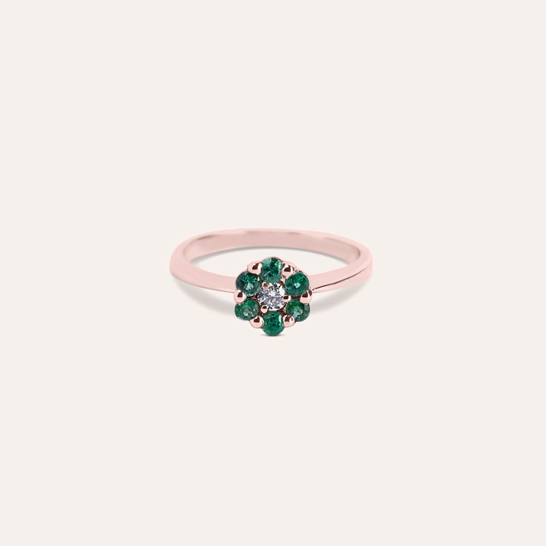 Anello Flora Smeraldi Oro rosa - Varengo Gioielli