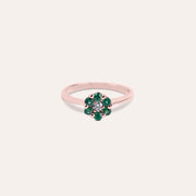 Anello Flora Smeraldi Oro rosa - Varengo Gioielli