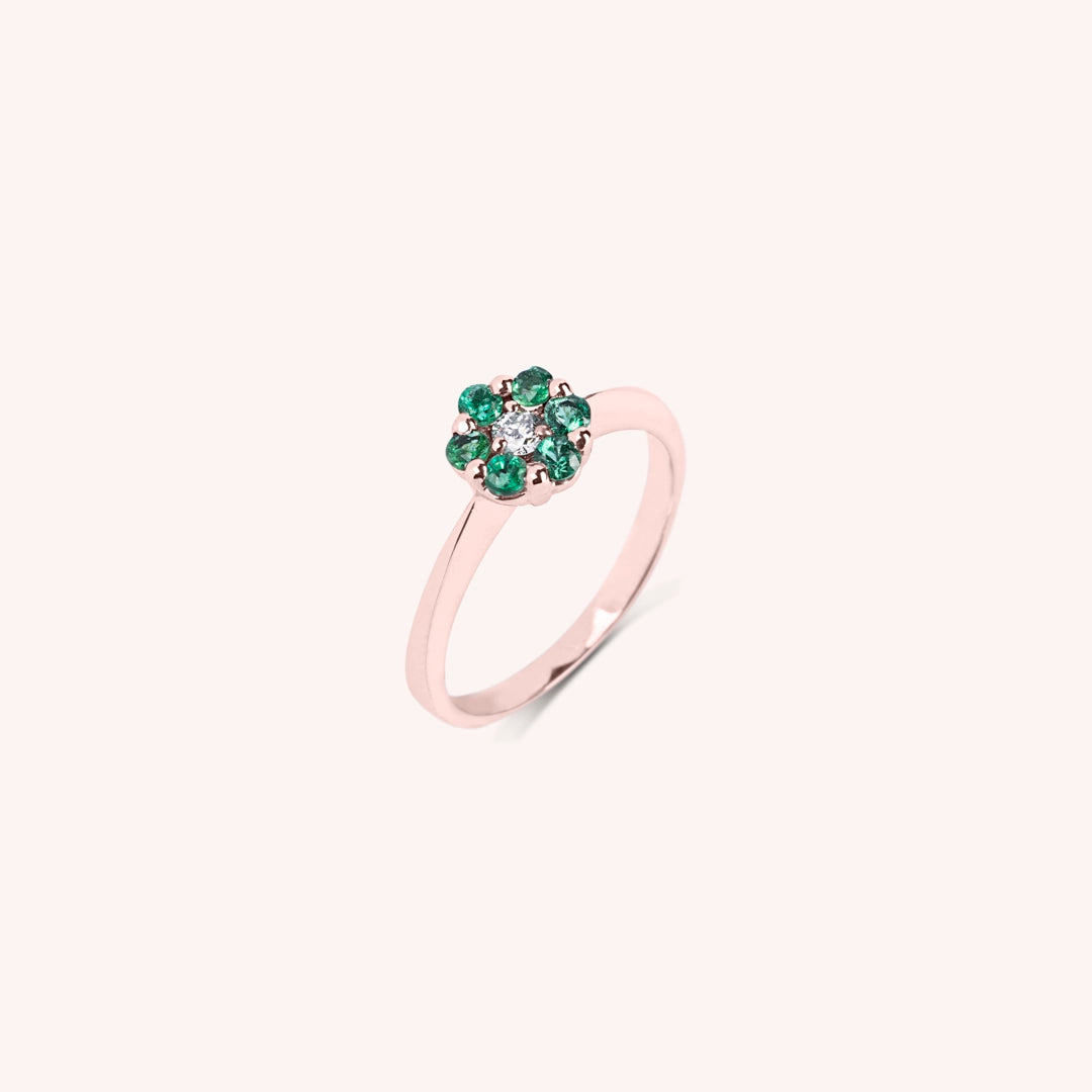 Anello Flora Smeraldi - Varengo Gioielli