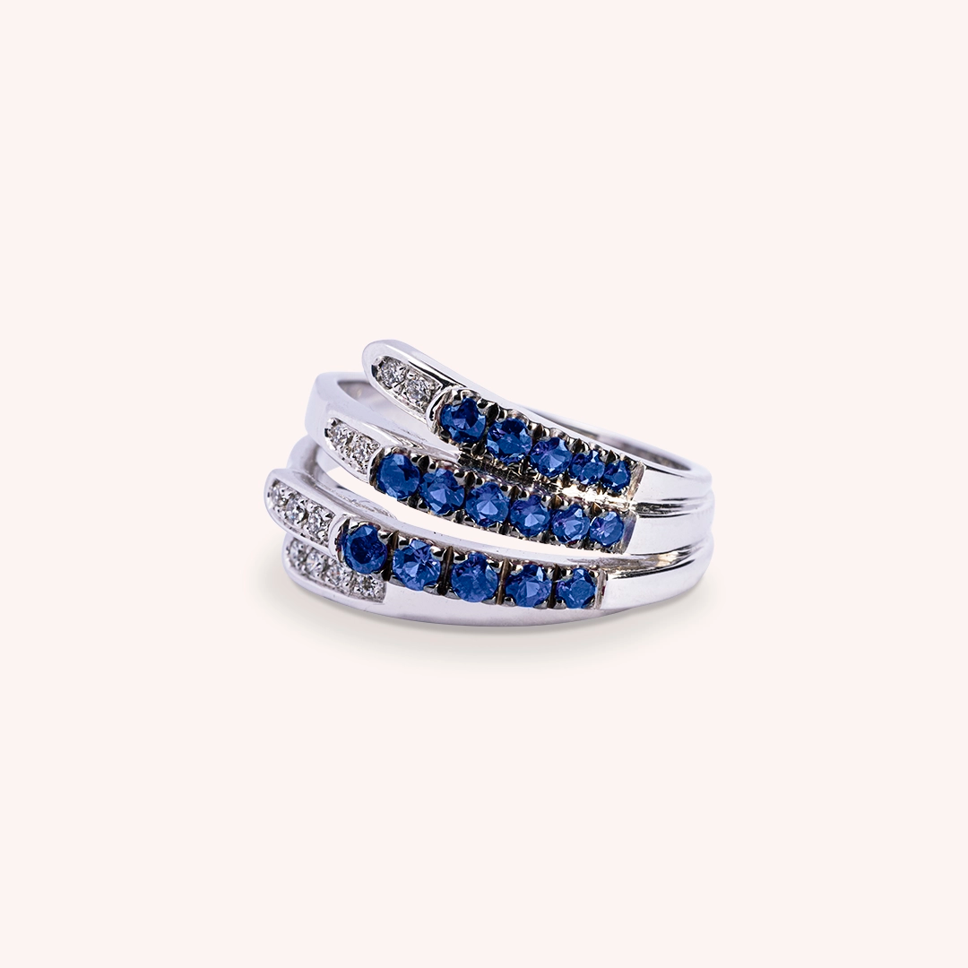 Anello Ilizia Zaffiri Piccolo Oro bianco - Varengo Gioielli