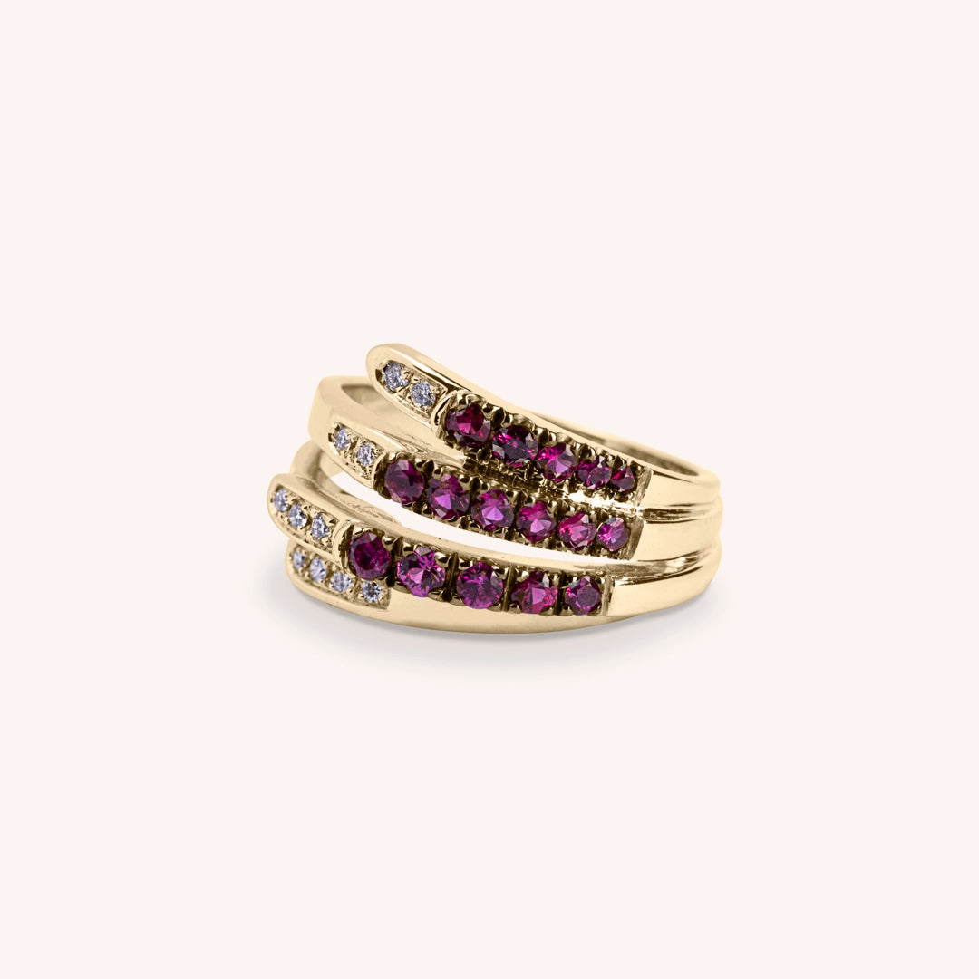 Anello Ilizia Rubini Piccolo Oro giallo - Varengo Gioielli