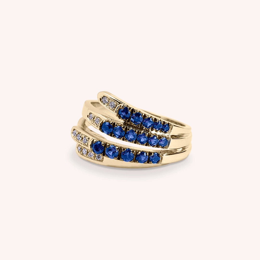 Anello Ilizia Zaffiri Piccolo Oro giallo - Varengo Gioielli