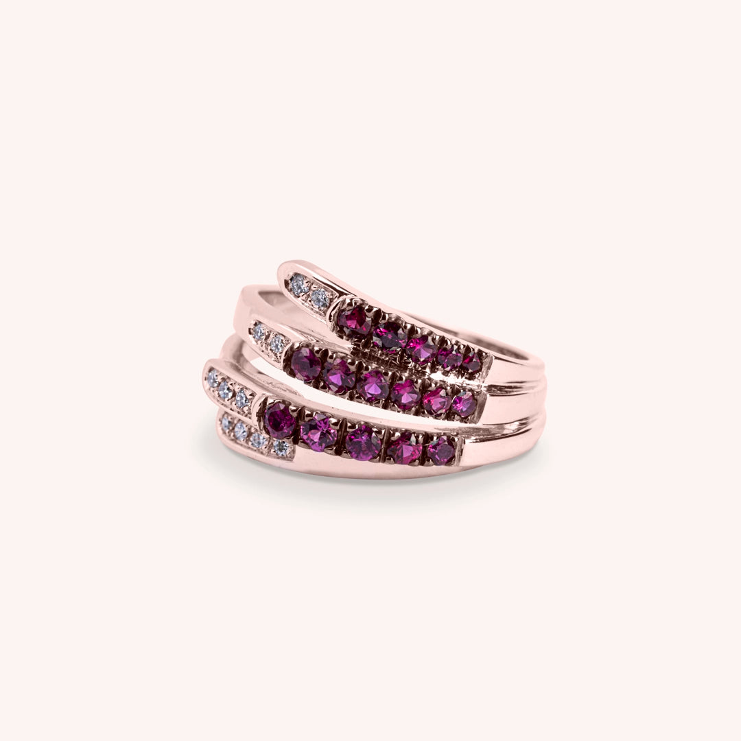 Anello Ilizia Rubini Piccolo Oro rosa - Varengo Gioielli