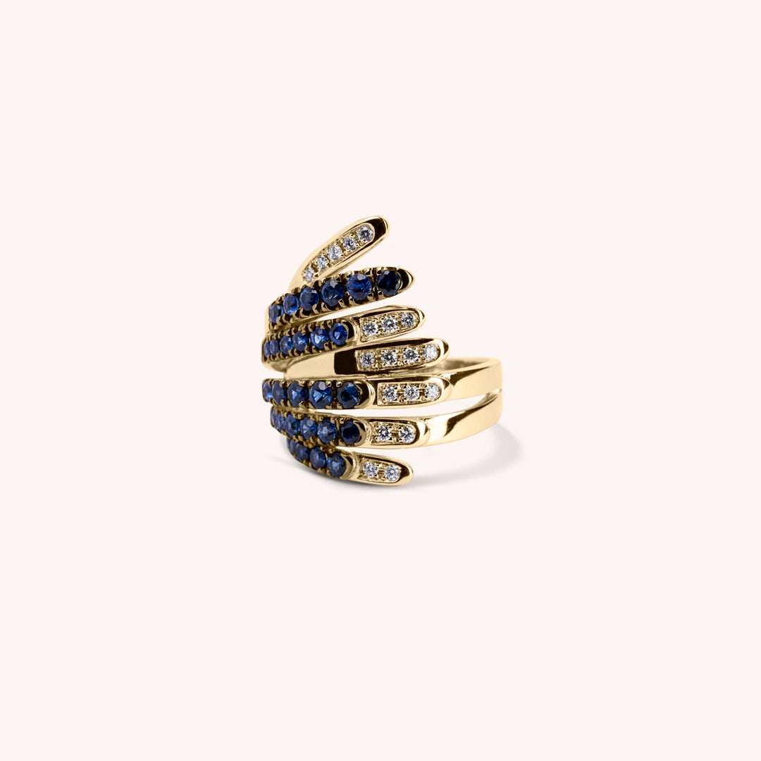 Anello Ilizia Zaffiri Grande Oro giallo - Varengo Gioielli