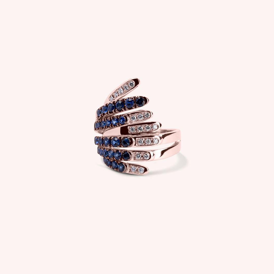 Anello Ilizia Zaffiri Grande Oro rosa - Varengo Gioielli